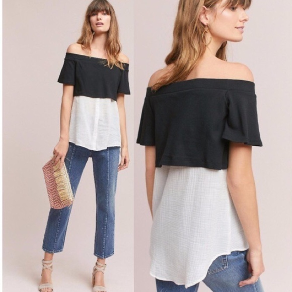 Anthropologie Layered Off-The-Shoulder Tunic - Picture 2 of 7